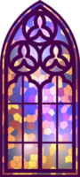 Gothic window. Vintage stained glass church frame. Element of traditional European architecture png