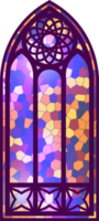 Gothic window. Vintage stained glass church frame. Element of traditional European architecture png