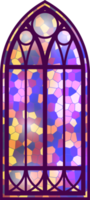 Gothic window. Vintage stained glass church frame. Element of traditional European architecture png