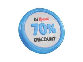 Eid special 70 percent discount offer icon 3d rendering vector illustration