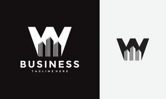initials W city building logo vector