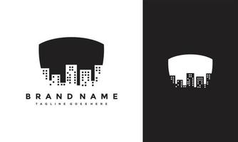 shield and city building logo vector