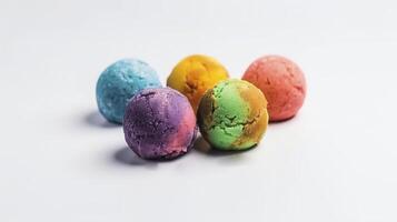 Multicolored ice cream balls. . photo