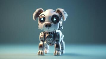 Robot dog on the blue background. . photo