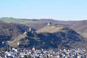 View down to Kobern Gondorf in Mosel valley, late winter photo