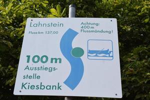 Step out sign for boats on the Lahn, before the estuary to the Rhine photo