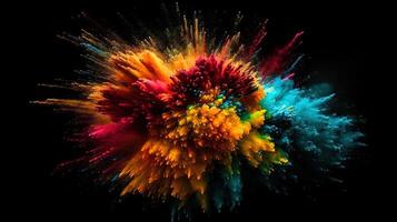 A Colorful Explosion on a Black Background. photo