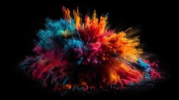 A Colorful Explosion on a Black Background. photo