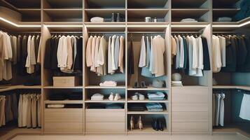Organized Chaos Inside a Modern Closet. Generative AI photo