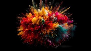 A Colorful Explosion on a Black Background. photo