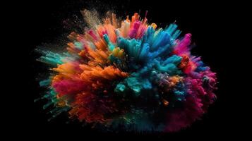 A Colorful Explosion on a Black Background. photo