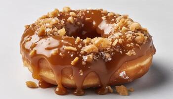 A photo of the salted caramel coated version of the donut.