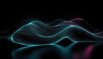 Wavy Black And Neon Metallic 3D Background, photo