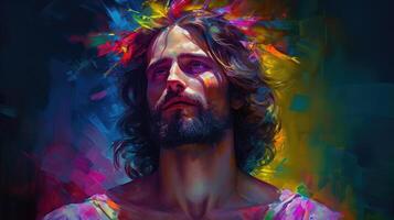 Colorful illustration of Jesus, creative art. photo