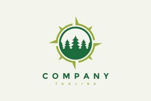 fir tree and compass logo vector