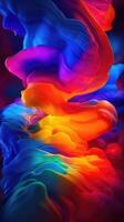 Modern background of rainbow gradients and curves with fluid, liquid motion with photo