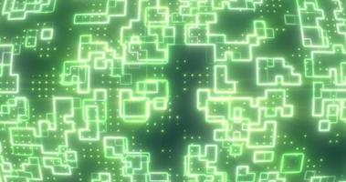 Abstract green energy squares glowing digital particles futuristic hi-tech background photo