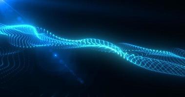 Abstract blue glowing waves from particles and dots energy magical futuristic hi-tech, abstract background photo