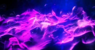 Abstract purple futuristic landscape of particles and dots of energetic magic with glow and blur effect, abstract background photo