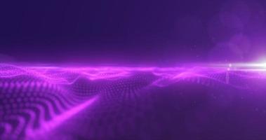 Abstract purple energy surface with magic waves of particles and points with an endation background of blur and glow with an abstract background photo