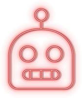 Retro style red neon vector icon robot red neon icon.