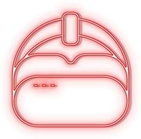 Retro style red neon vector icon VR, hat red neon icon.