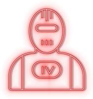 Retro style red neon vector icon terminator, robot red neon icon.