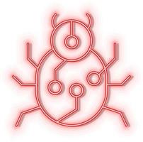 Retro style red neon vector icon virus, bug red neon icon.