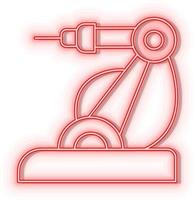 Retro style red neon vector icon hand, robotic, arm, laser red neon icon.