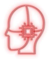 Retro style red neon vector icon drive, internal, intelligence, brain, chip red neon icon.