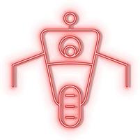 Retro style red neon vector icon robot, car red neon icon.