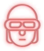 Retro style red neon vector icon terminator, smart red neon icon.