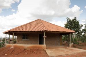 Brasilia, Brazil April 6, 2023 Housing constructing on the Reservation of the Indigenous tribes known as the Karriri-Xoco and Tuxa that live in Northwest Brasilia, aka Noroeste photo