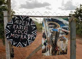 Brasilia, Brazil April 6, 2023 Entrance to the Karriri-Xoco Indian Reservation in the Northwest of Brasilia photo