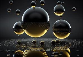 Abstract background with black and white spheres. 3d render illustration. photo