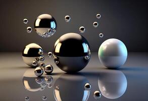 Abstract background with black and white spheres. 3d render illustration. photo