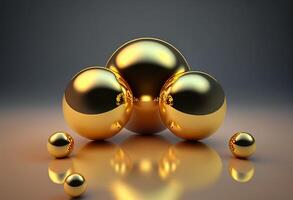 3d render of spheres. Abstract background with gold and silver balls. photo