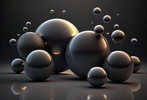 Abstract background with black and white spheres. 3d render illustration. photo