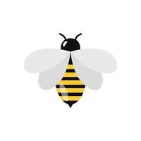 Simple bee vector illustration on isolated background. Bee icon in flat style