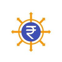 dinero distribución icono con rupia vector