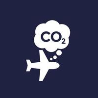 carbon footprint of flying icon with airplane vector