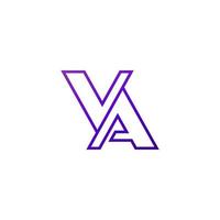 VA letters logo on white, monogram outline design vector