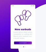 connect new earbuds ui design with line icon vector
