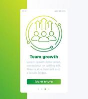 team growth and development mobile banner with line icon vector