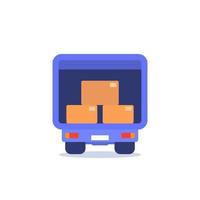 truck with boxes vector icon, back view