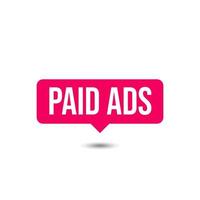 pagado anuncios negocio publicidad etiqueta icono firmar diseño vector