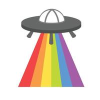 UFO with rainbow. LGBT conception  vector illustration.