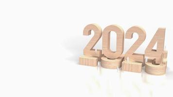 The wood text 2024 and figure for business concept 3d rendering photo