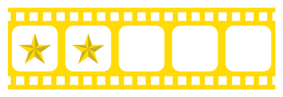 visuell von das fünf 5 Star Zeichen im das Filmstreifen Silhouette. Bewertung Symbol Symbol zum Film oder Film Rezension, Piktogramm, Apps, Webseite oder Grafik Design Element. Bewertung 2 Stern. Format png