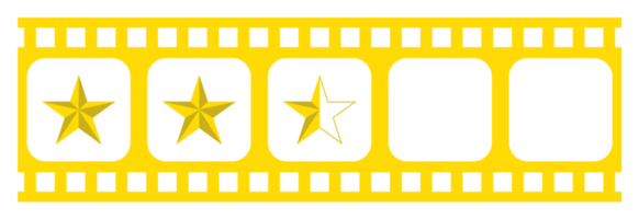 Visual of the Five 5 Star Sign in the Filmstrip Silhouette. Rating Icon Symbol for Film or Movie Review, Pictogram, Apps, Website or Graphic Design Element. Rating 2,5 Star. Format PNG